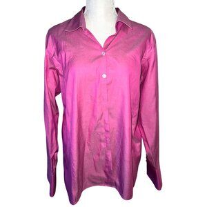 Liz Claiborne Pink Non-Iron Cotton Womens Button-Up Shirt Size 16